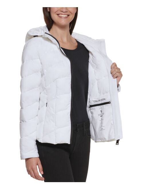 CALVIN KLEIN Women's Hooded Stretch Packable Puffer Coat, Created for Macy's