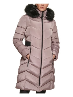 Women's Faux-Fur-Trim-Hooded Puffer Coat, Created for Macy's