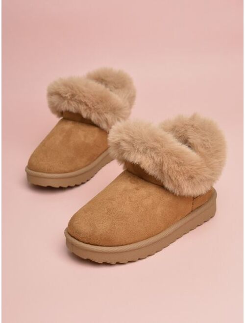 Shein Girls Thermal Lined Faux Suede Snow Boots