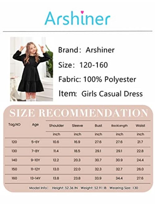 Arshiner Girls Dresses Casual A-line Ruffled Button Long Sleeve Corduroy Swing Dress
