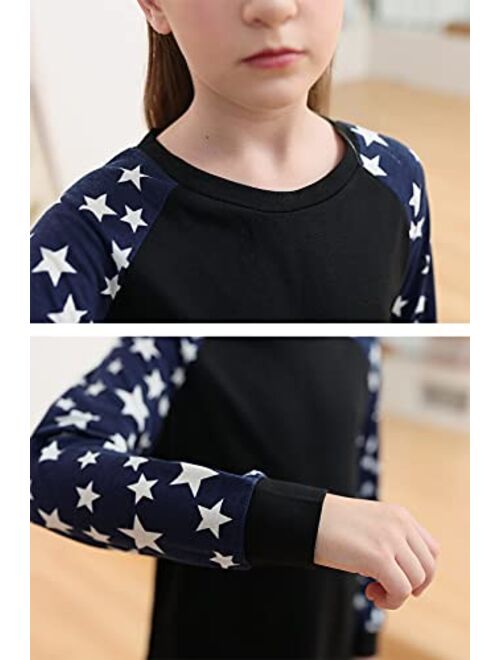 GORLYA Girls Long Sleeve Tops Raglan Patchwork Tunic Casual Loose T-Shirt for 4-14T