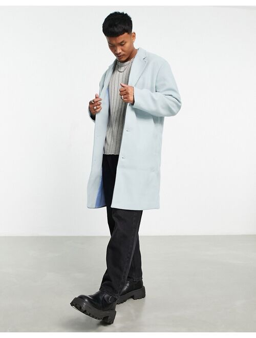 ASOS DESIGN relaxed fit wool mix overcoat in blue