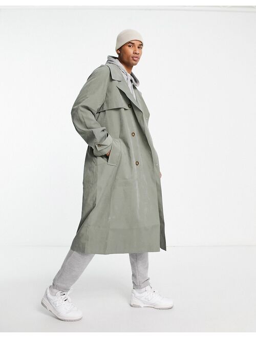 ASOS DESIGN oversized trench coat in khaki