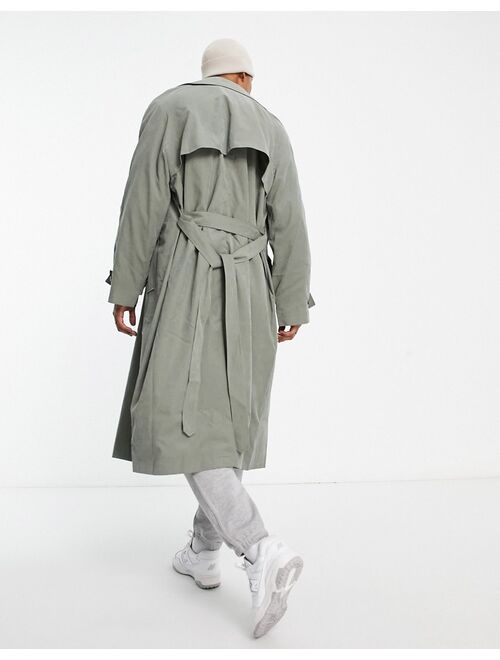 ASOS DESIGN oversized trench coat in khaki