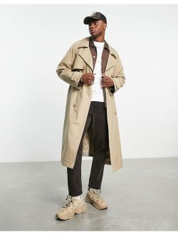 oversized trench in stone with check panels