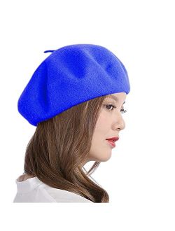 Tophope 90% Wool10% Nylon Knitted French Artist Style Classic Solid Color Wool Berets Beanies Cap Hats
