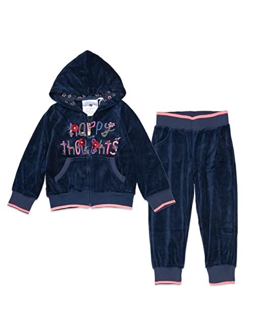 NOONOOJOOJOO Kids Baby Girls Tracksuit Velour Hooded Jogger Pants Set Sweatsuit 2-10Years Gift
