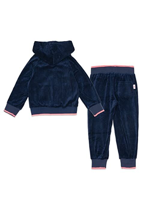 NOONOOJOOJOO Kids Baby Girls Tracksuit Velour Hooded Jogger Pants Set Sweatsuit 2-10Years Gift