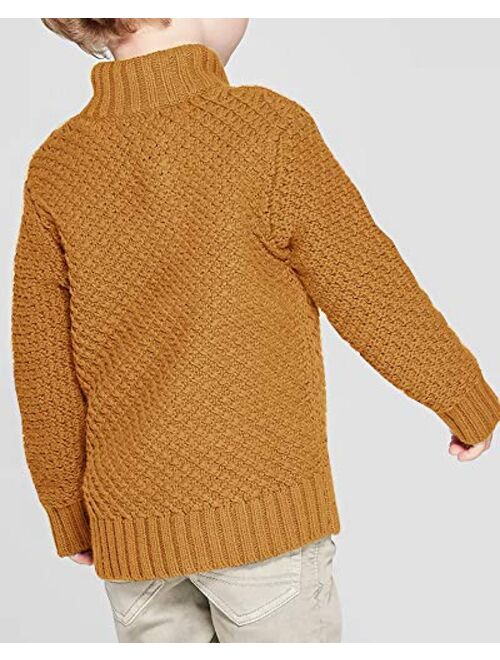 Makkrom Toddler Boys Cable Knit Sweater Kids Pullover Turtleneck Comfortable Winter Sweaters