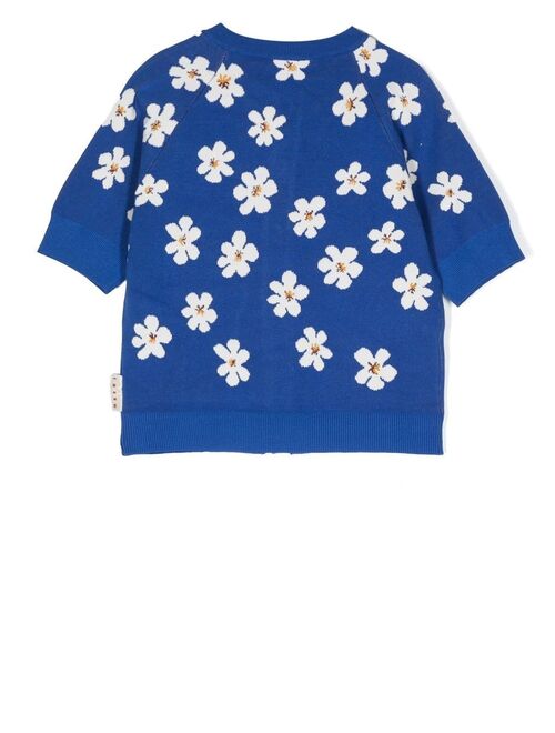 Marni Kids knitted floral short-sleeve cardigan