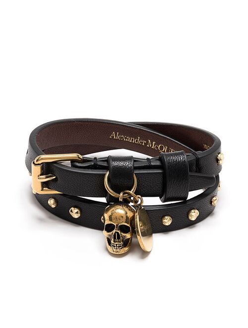 Alexander McQueen hammered studs double-wrap bracelet