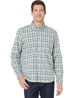 Comfort Stretch Chambray Shirt Long Sleeve Traditional Fit Plaid