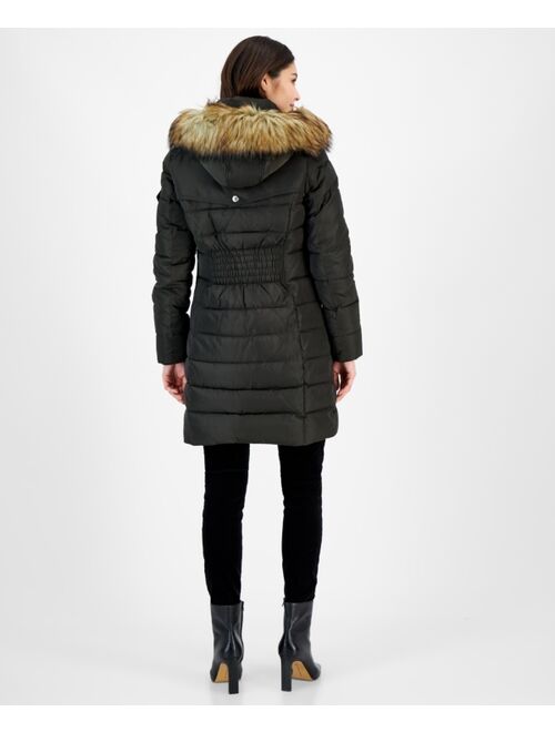 MICHAEL MICHAEL KORS Women's Petite Faux-Fur-Trim Hooded Puffer Coat, Created for Macy's
