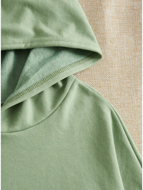 SHEIN Teen Girls Slogan Graphic Drop Shoulder Hoodie