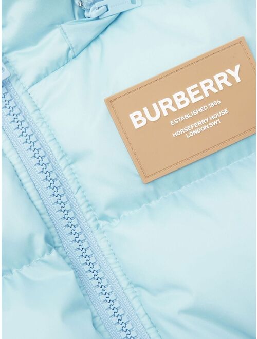 Burberry Kids logo patch detachable-hood puffer coat