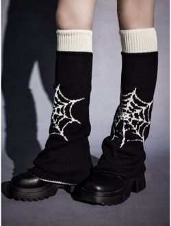 Goth Spider Web Pattern Leg Warmers