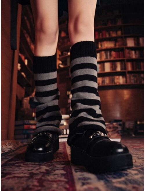 ROMWE Grunge Punk Striped Pattern Leg Warmers