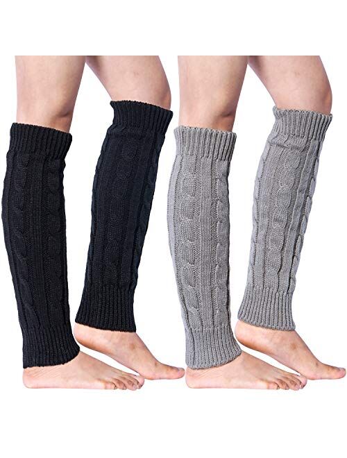 Loritta 2 Pairs Women Knit Leg Warmers Winter Warm Long Boot Socks
