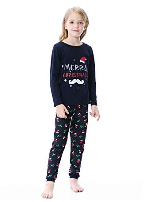 VENTELAN Family Matching Christmas Pajamas Set Holiday Santa Claus Sleepwear Xmas PJS Set for Couples and Kids