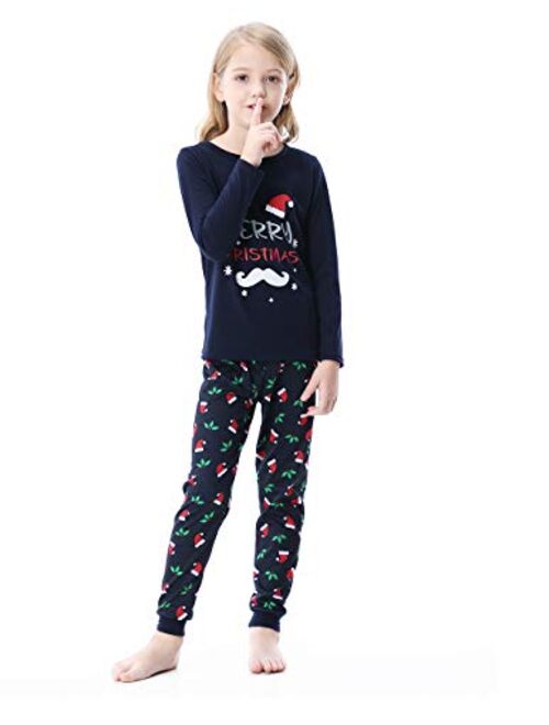 VENTELAN Family Matching Christmas Pajamas Set Holiday Santa Claus Sleepwear Xmas PJS Set for Couples and Kids