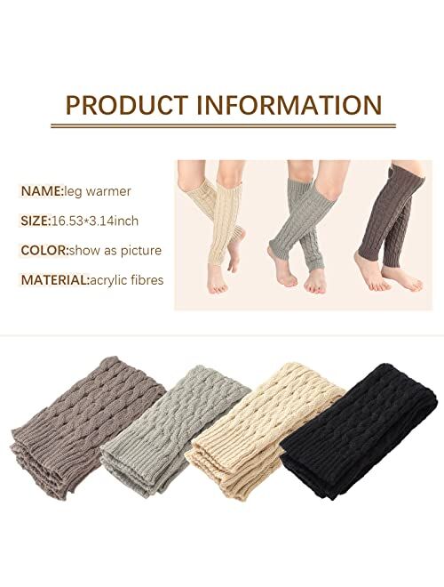 SATINIOR 4 Pairs Cable Knit Leg Warmers Lady Winter Knitted Crochet Long Legging Socks