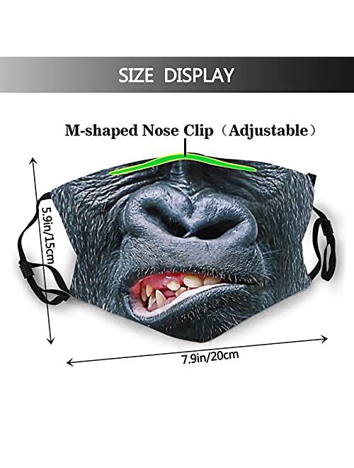 Chronst Funny Animals Mouth Face Masks, Washable Reusable Balaclava with Filters, Funny Decor for Adult & Teens Outdoor