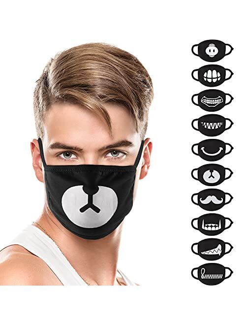 Satinior 10 Pieces Anime Face Mask Cartoon Mouth Mask Anti Dust Unisex Mouth Mask Reusable Washable Funny Mask for Children Adults Man