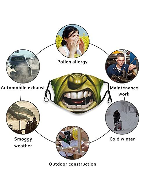 Yiyi Smile Men Face Mask Protective Balaclava Cartoon Mouth Cover with Adjustable Earloops with 2 Filte