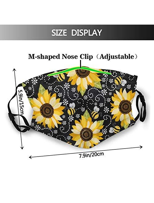 Prientomer Art Sunflower Reusable & Washable Anti Dust Balaclava Face Mask with 2 Filter Breathable for Men Women & Teenageroutdoor Indoor