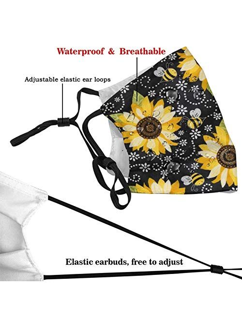 Prientomer Art Sunflower Reusable & Washable Anti Dust Balaclava Face Mask with 2 Filter Breathable for Men Women & Teenageroutdoor Indoor