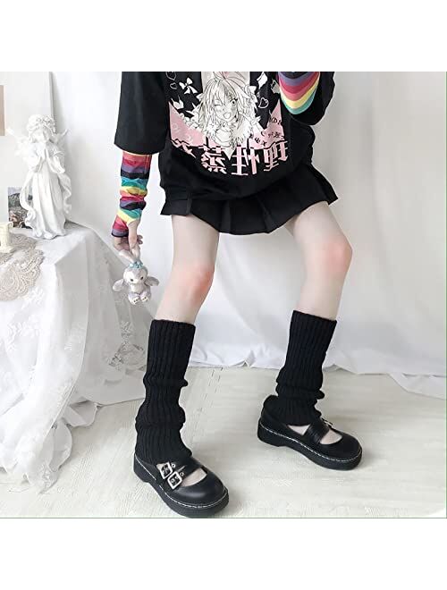 Zqffb Leg Warmers Kawaii Black White Goth Stacked Leg Warmer of Japanese Style for Women 80s Party Sports Y2k Fashion
