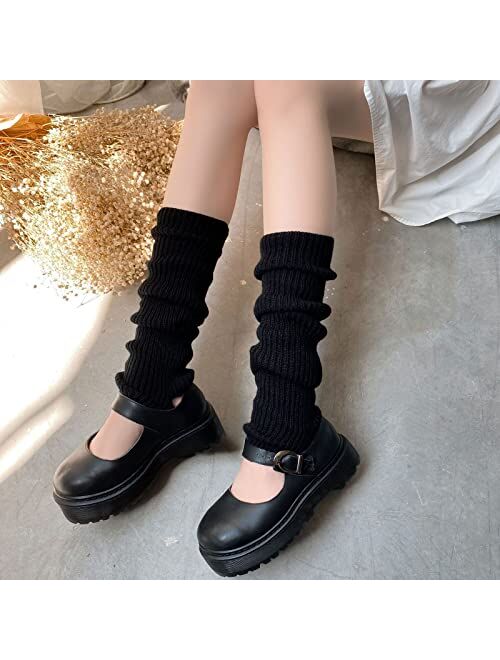 Zqffb Leg Warmers Kawaii Black White Goth Stacked Leg Warmer of Japanese Style for Women 80s Party Sports Y2k Fashion