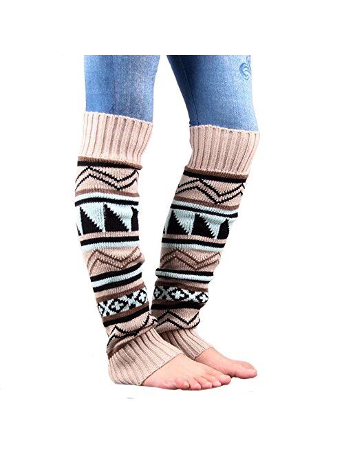 VIGVOG Women Boho Knitted Boot Gaiters Long Leg Warmer