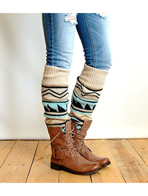 VIGVOG Women Boho Knitted Boot Gaiters Long Leg Warmer