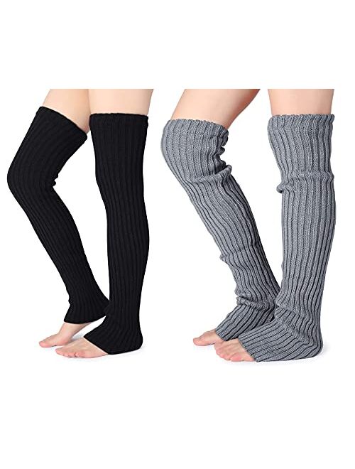 Pareberry Women's Winter Over Knee High Footless Socks Knit Warm Long Leg Warmers