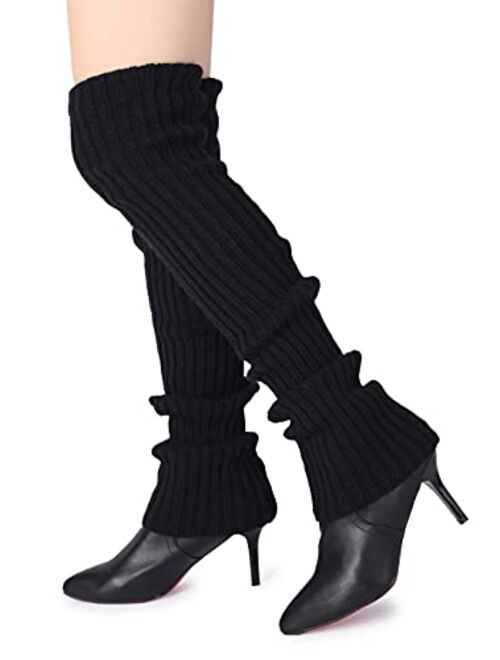 Pareberry Women's Winter Over Knee High Footless Socks Knit Warm Long Leg Warmers