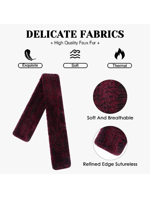 CECELORIA Faux Fur Scarf Shawl - Warm Soft Knitted Wraps, Elegant Rex Rabbit Effect Scarfs for Women, Girls