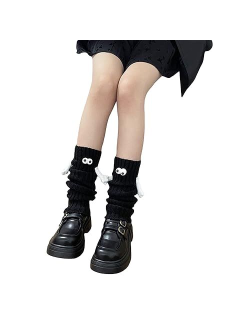 Owl'S-Yard Women Girls Lolita Ribbed Knit Leg Warmers Kawaii Japanese Student Long Socks Leggings Harajuku Goth Streetwear