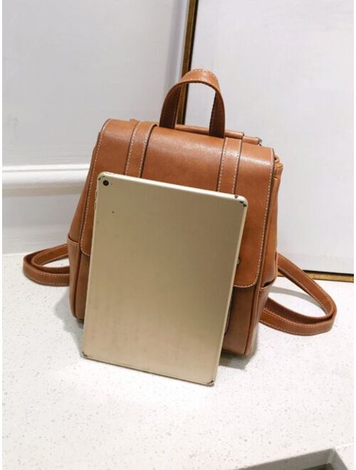 Shein Buckle Decor Flap Backpack