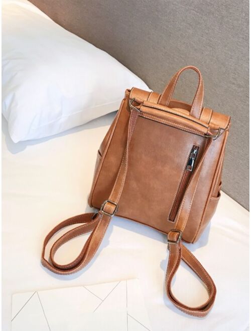 Shein Buckle Decor Flap Backpack