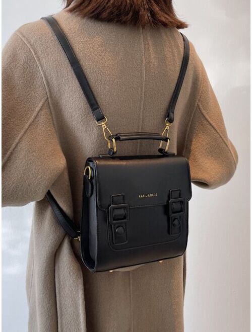 Shein Mini Letter Graphic Flap Backpack