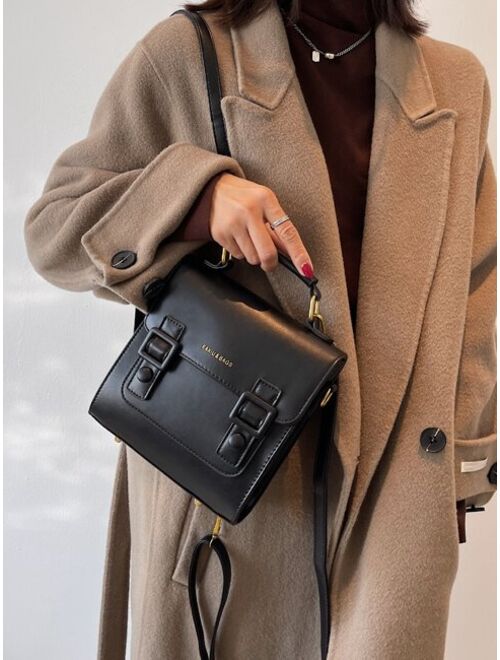 Shein Mini Letter Graphic Flap Backpack