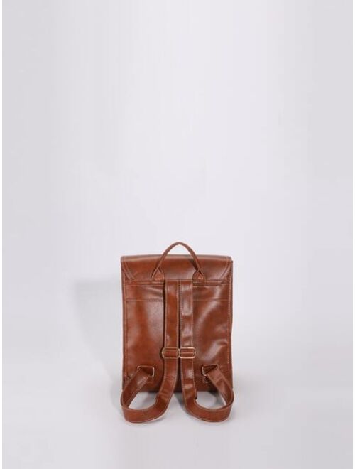 Shein Studded Decor Vintage Design Flap Backpack