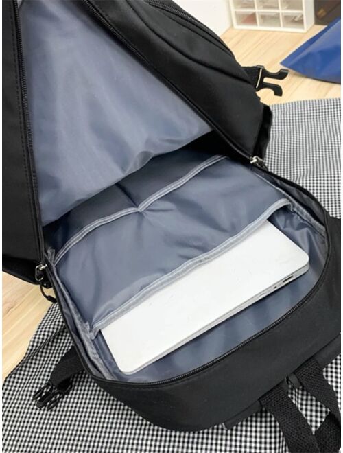 Shein Letter Patch Large Capacity Backpack