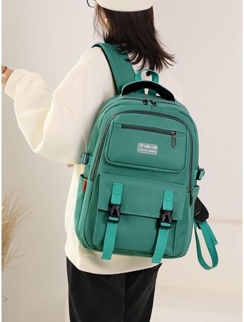 Shein Letter Patch Decor Functional Backpack