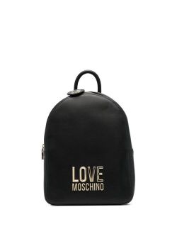 logo-lettering faux-leather backpack