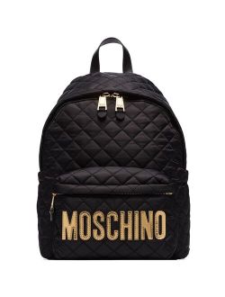 quilted logo-plaque backpack