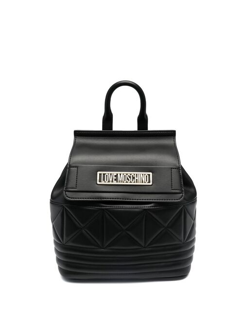 Love Moschino quilted logo-plaque backpack