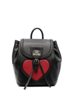 embossed-heart faux-leather backpack