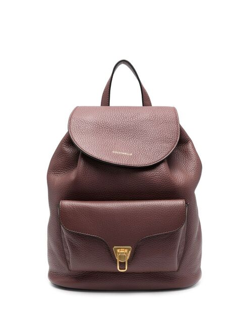 leather logo-print backpack